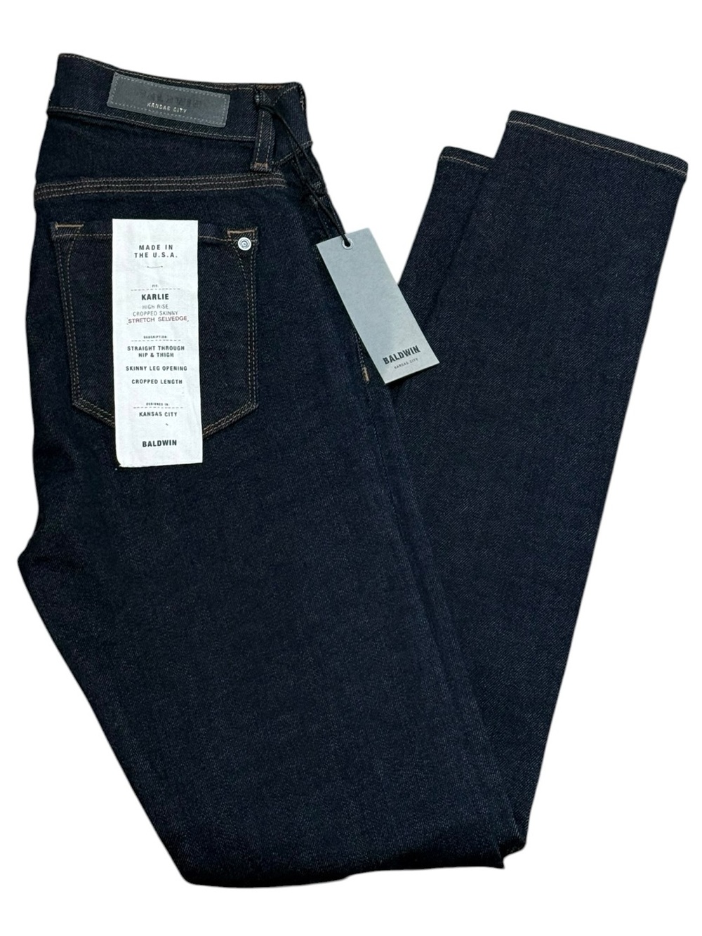 Baldwin Kansas City Karlie Crop Stretch Selvedge Denim Bliss Wash NWT Size 25